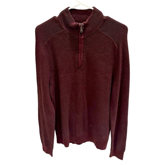 Express Mens Sweater Pullover 1/4 zip knit Burgundy Size Large - Picture 1 of 3